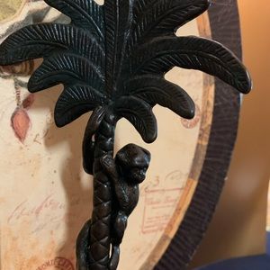 Paper Towel Holder. Brass & Marble. Monkey Climbing a Palm Tree. Brand SFI.